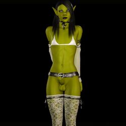 3d black_lipstick crossdressing femboy green_skin greenstreet hethra male male_only orc orc_femboy orc_male solo solo_male trap