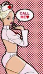 1girls ass bemani blonde_hair dance_dance_revolution heart i'm_alive_nurse_(ddr_solo_2000) in_game long_hair low_res nurse official_art panties pink_background revealing_clothes seductive speech_bubble