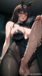 1futa ai_generated big_balls big_cock big_penis brown_hair bunny_ears bunny_girl bunnysuit bursting_breasts choker cleavage cum cumming dickgirl futa_only futa_sans_pussy futanari goddess_of_victory:_nikke highres huge_balls huge_cock huge_testicles massive_penis nekodrippy noir_(nikke) open_mouth pantyhose petite stable_diffusion veiny_penis