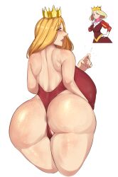 1girls alternate_costume ass ass_focus big_ass big_balls big_butt blonde_hair blue_eyes breasts dplorzg dress female hair_down ousama_ranking queen_hilling ranking_of_kings thick_ass thick_thighs thighs