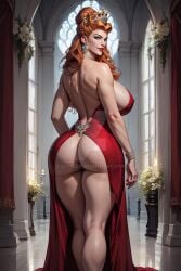 ai_generated anna_henrietta ass big_breasts blonde_hair blue_eyes breasts crown dress female light-skinned_female looking_at_viewer looking_back ruutel10 solo the_witcher_(series) the_witcher_3:_wild_hunt wink