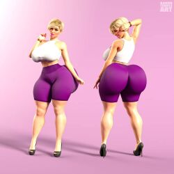 1girls 3d 3d_(artwork) 3d_artwork aarontempleart abby_queen ass back_view big_breasts big_butt bimbo blitzhero blonde_hair bracelet bubble_ass bubble_butt commissioner:blitzhero commissioner_upload curvy curvy_figure fat_ass female female_only front_view hand_behind_head heels high_heels original_character pawg pose purple_pants short_hair solo solo_female tagme thick_ass venus_body voluptuous