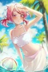 66yoshi99 6yoshi9 bikini blush doki_doki_literature_club female natsuki_(doki_doki_literature_club) solo