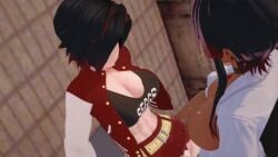 3d animated cleavage cum cum_in_pussy cum_inside dark-skinned_futanari dark_skin dezerbitch female futa_on_female futanari heart-shaped_pupils large_breasts light-skinned_female light_skin nipple_piercing no_sound rooster_teeth ruby_rose rwby source_request tagme video