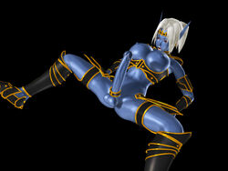 1futa 3d areola armor balls bikini_armor blue_skin breasts cock_ring curvy dark-skinned_futanari elf erect_nipples erection futa_only futanari huge_penis intersex large_breasts nipples nude penis pointy_ears red_eyes silver_hair sircus solo white_hair white_lips white_lipstick