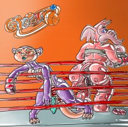 after_anal after_sex anthro box boxing boxing_ring elephant furry futanari gaping_anus gtogta_(artist) original original_character original_characters otter pink_skin raïni_the_yrryf_(gtogta) self_upload shiny shiny_skin tchitcha_the_yrryf_(gtogta) yrryf