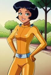 ai_generated ass bigmic145 black_hair bodysuit breasts clover_(totally_spies) female medium_breasts solo_female totally_spies