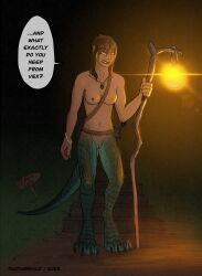 absurd_res capitoline_ranch demon female gear half_dragon_half_human hi_res human hybrid knife light mammal night nirml_(capitoline_ranch) standing thathornycat