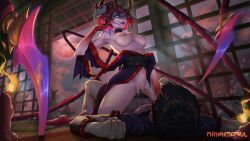 1boy 1girls big_ass big_breasts big_penis blood_moon_evelynn blood_moon_series cum_in_pussy ejaculation erection evelynn league_of_legends penetration penis pubic_hair sex spread_legs tongue_out vaginal_penetration