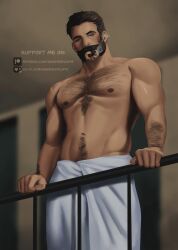 1boy activision bara bara_tits barazoku beard call_of_duty call_of_duty:_modern_warfare_2 call_of_duty_modern_warfare_2_(2022) captain_price daddy facial_hair gay hairy john_price looking_at_viewer male male_focus male_nipples male_only manly mature_male muscular_male nipples solo solo_male yaoi