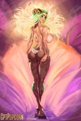 2d 2d_(artwork) anthro backboob big_breasts blonde_female blonde_hair blonde_hair_female casual cptpopcorn critical_role faunus fearne_calloway female hooves huge_breasts looking_at_viewer pale_skin presenting_hindquarters