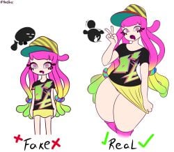 1nkdax before_and_after big_ass breastless casual casual_nudity clothed female female_only harmony_(splatoon) nintendo no_underwear sideass splatoon splatoon_3 underass