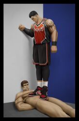 2boys 2humans 2males 3d 3d_(artwork) 3d_model alpha_male basketball_uniform beefy cbt clothed_male_nude_male cock_and_ball_torture cyjmytf daddy darius_(league_of_legends) dunkmaster_darius dunkmaster_series erect_penis erection foot_on_balls gagged garen_crownguard indoors league_of_legends lying_on_ground male male/male male_focus male_only manly naked naked_male nude nude_male penis riot_games rope_bondage stepped_on stepping_on_genitals tied_up tough_guy