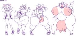 1girls anthro ass_cleavage big_udders bovine breasts butt_crack clothes_ripping cow_headband cow_transformation female headband hooves price_tag puffy_nipples ripped_clothing sequence sutibaru teats thick_thighs transformation transformation_sequence udders weight_gain