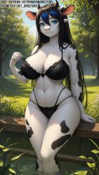 ai_generated blue_eyes breasts cow_girl female female_only furry furry_cow furry_female thick_thighs thighs