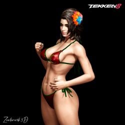 1girls 3d 3d_(artwork) alternate_version_available artist_name azucena_milagros_ortiz_castillo bandai bandai_namco bikini black_background blender brown_hair earrings female female_only flower flower_in_hair latina light-skinned_female light_skin medium_breasts namco peruvian_female pixie_cut red_bikini simple_background standing tekken tekken_8 tomboy watermark