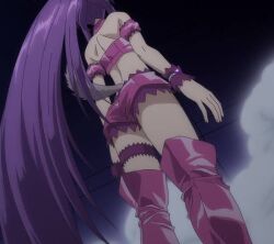 animal_ears boots bow bridal_garter detached_sleeves female fujiwara_zakuro knee_boots long_hair magical_girl mew_zakuro midriff non-web_source official_style pink_ribbon puffy_detached_sleeves puffy_sleeves purple_bow purple_footwear purple_hair ribbon solo source_request tail tokyo_mew_mew tokyo_mew_mew_new very_long_hair wolf_ears wolf_girl wolf_tail