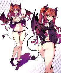 1girls demon demon_girl demon_horns demon_tail demon_wings heart_tail horns kitagawa_marin looking_at_another looking_back no_pants partially_clothed rizu-kyun_(cosplay) solo solo_female sono_bisque_doll_wa_koi_wo_suru succubus