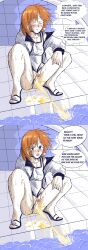 1girls annoyed blush embarrassed kasumi_(pokemon) misty_(pokemon) peeing peeing_in_pool pokemon pussy surprised