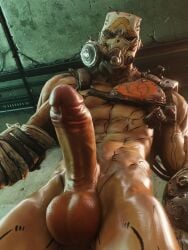 1boy balls big_balls big_penis borderlands daddy heavy_balls killystein krieg looking_at_viewer looking_down looking_down_at_viewer low-angle_view male male_only manly mask muscular muscular_male penis pov solo solo_male standing_over_viewer tough_guy