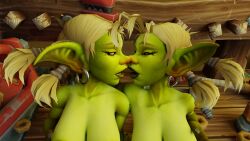 bleeding_dragon cleavage goblin goblin_female impending_sex large_breasts pubic_hair shortstack warcraft world_of_warcraft