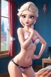 ai_generated bra clit disney disney_princess elsa_(frozen) frozen_(film) lingerie panties pussy underwear