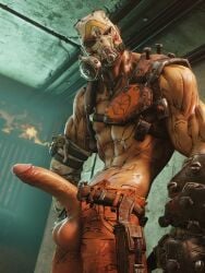 1boy balls big_balls big_penis borderlands daddy heavy_balls killystein krieg looking_at_viewer looking_down looking_down_at_viewer low-angle_view male male_only manly mask muscular muscular_male penis solo solo_male standing_over_viewer tough_guy