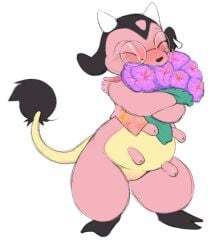 blush cute dr._wattle embrace eyewear female flower generation_2_pokemon genitals glasses hug miltank nintendo o-ishi plant pokemon pokemon_(species) pussy solo teats wholesome