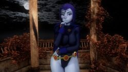 2023 3d ambiguous_pov animated belt big_breasts clothing dc dc_comics female human leotard moon no_sound outerwear pale_skin pov raven_(dc) see-through_leotard smile tagme teen_titans video visible_nipples wide_hips
