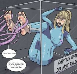 bad_end barefoot bodysuit captured_heroine feet foot_fetish ijwt_art in_box in_container metroid restrained samus_aran soles struggling tentacle tentacle_between_toes tentacle_tickling tickle_torture tickling tickling_feet toes zero_suit zero_suit_samus