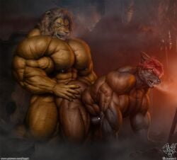 2023 abs anal anal_sex anthro anthro_on_anthro anthro_penetrated anthro_penetrating anthro_penetrating_anthro areola ass biceps big_butt big_muscles big_pecs breath canid canine canis detailed digital_media_(artwork) duo erection felid foreskin genitals glans hair hi_res huge_muscles humanoid_genitalia humanoid_penis interspecies jugg4 lion male male/male male_penetrated male_penetrating male_penetrating_male mammal mane muscular muscular_anthro muscular_male muscular_thighs nipples nude pantherine pecs penetration penile penile_penetration penis penis_in_ass quads retracted_foreskin sex straton thick_thighs timor vein veiny_muscles whiskers wolf