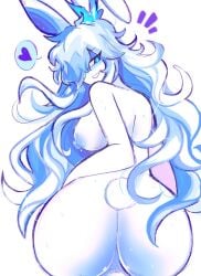 1girls 2023 anthro ass ass_focus back back_view blue_eyes blue_hair blue_nipples blush breasts bunny_ears bunny_girl female female_only heart homriette humanoid ice ice_bunny long_hair nipples nude nude_female original original_character pussy rabbit solo solo_female tail thick_ass very_long_hair white_background white_fur