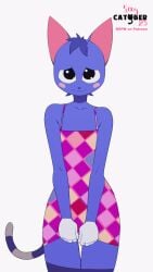 1girls 2023 2023s 2d_animation animal_crossing animated anthro biped black_eyes black_panties blue_body blue_fur cat_ears cat_tail catgirl catober catober_2023 clothed clothes_lift clothing domestic_cat dress_chess dress_lift felid feline felis feliscede female female_focus female_only front_view fur furry furry_female hair mammal nintendo panties rosie_(animal_crossing) simple_background solo tagme tail tail_motion underwear white_background