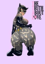 1girls batman:_the_animated_series batman_(series) big_ass big_breasts bitting_lip cat_ears catwoman catwoman_(dcau) clothed cum_in_ass cum_on_face dc dc_comics dcau facial female female_only green_eyes kneeling looking_back mascara_tears nipples_visible_through_clothing non-nude non_nude selina_kyle sheer_clothes thetruthaboutlove visible_nipples wet_body