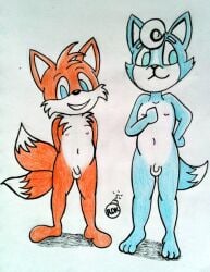 anthro balls crossover cub duo fox male male_cub male_only marcus_mccloud nude penis reddragonkan sonic_(series) sonic_the_hedgehog_(series) star_fox tails tails_the_fox traditional_media_(artwork)