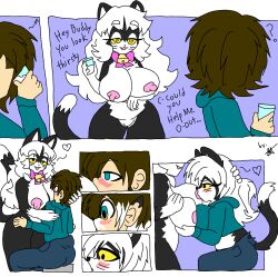 anthro ass axelo big_ass big_breasts big_butt black_fur blue_eyes blue_jacket blue_jeans breast_expansion breast_grab breast_milking breastfeeding breastfeeding_self breastfeeding_viewer breasts brown_hair cowbell domestic_cat drink female fur furry gender_transformation human kitten lactating male male_to_female manga milk milking milking_breasts mind_control mtf_transformation original original_character pink_bow png teenager they thick_ass thick_breasts thick_butt traced white_fur yellow_eyes