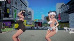 2girls 3d animated black_hair blake_belladonna blue_eyes clothed dance female golden_eyes hotpants jic_jic longer_than_2_minutes longer_than_30_seconds longer_than_one_minute mikumikudance mmd mp4 music_video no_sex rwby sound sunglasses sunglasses_on_head tagme video weiss_schnee white_hair