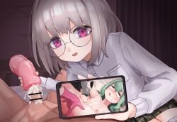 2boys 2girls anal artificial_vagina autofacial clothed_female_nude_male cum cum_on_face cum_on_self ejaculation femboy femdom forced_yaoi gloves handjob malesub nipples nude_male onahole otori-tan phone phone_screen pornography prostate_stimulation seitokai_nimo_anawa_aru! sex_toy small_penis testicles trap