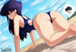 1girls 2020s 2023 2023s 20s all_fours ass ass_focus beach bent_over big_ass big_ass_(female) big_butt blue_swimsuit blush breasts butt digital_drawing_(artwork) digital_media_(artwork) fat_ass fat_butt feet female female_focus female_only hair huge_ass huge_butt human human_female human_focus human_only komi-san_wa_komyushou_desu komi_shouko long_hair looking_back one-piece_swimsuit pixiv purple_eyes purple_hair round_ass round_butt sol-sama_d2 solo solo_female solo_focus solo_human swimsuit swimwear thighs