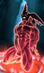 balls bara boner erection guilty_gear hands_behind_back male male_only muscles muscular nude on_knees penis precum sol_badguy sol_badguy_(dragon_install) solo solo_male todex