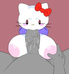 1boy1girl anon big_breasts big_dick black_eyes blowjob blowjob_face boobs drool fellatio hello_kitty hello_kitty_(character) hello_kitty_(series) kitty_white penis saliva salivating_on_penis sanrio savagensfw sex veiny_penis