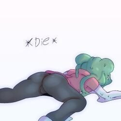 ass blue_body dat_ass green_body gunmin_(huesosdry) huesosdry pants slime slime_girl