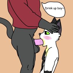 1:1 anthro balls black_ears blizzardfur blizzardfur-maxxx blush blush_lines bodily_fluids domestic_cat drinking drinking_urine duo felid feline felis fur genital_fluids genitals green_eyes grey_body grey_fur hi_res male male/male mammal peeing peeing_in_mouth penis penis_in_mouth saliva urinating urinating_male urination urine urine_in_mouth watersports white_body white_fur