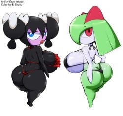 el_shaka female female_only goth gothorita grey_impact humanoid kirlia lips pokémon_(species) pokemon pokemon_(species) purple_skin red_lips short_stack shortstack tagme