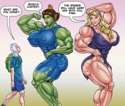 abs adventure_time amazingvalkyries ass biceps big_breasts big_muscles blonde_hair breasts brown_hair crown erect_nipples female finn_the_human green_skin hair hat huge_breasts huge_muscles large_breasts large_muscles long_hair male muscle_princess muscles muscular muscular_arms muscular_female muscular_legs nipples pecs susan_strong tall_female tall_girl tall_woman taller_female taller_girl