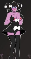 breasts goth gothitelle gothorita hand_on_breast hi_res humanoid kirlia lips looking_at_viewer pokémon_(species) pokemon pokemon_(species) purple_skin red_lips tagme thevioletpearl