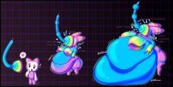 2023 anthro belly belly_expansion big_belly big_breasts blush bodily_fluids breasts breath bugzypaw canid canine colored confusion covered_face darkner deltarune digital_drawing_(artwork) digital_media_(artwork) drone electricity english_text expansion eyelashes fat_rolls female geometric_background grabbing_belly grabbing_own_belly grid_background growth heart hi_res hyper hyper_belly leg_fur mammal mid_transformation multicolored_body multicolored_skin multiple_scenes navel neck_tuft nipples onomatopoeia outline overweight pattern_background plugboy sequence shaded simple_background solo sound_effects sweat sweaty_belly text transformation transformation_sequence tuft undertale_(series) weight_gain werewire white_outline wire