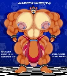 bodybuilder furry glamrock_freddy_(fnaf) hyper hyper_balls hyper_cock hyper_genitalia hyper_penis hyper_testicles kindaporn male male_only muscles muscular muscular_arms muscular_male muscular_thighs