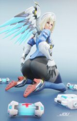 1girls 3d 3d_(artwork) activision alternate_costume angela_ziegler ass ass_focus big_ass blender_(software) blizzard_entertainment blonde_hair blonde_hair_female blue_eyes blue_eyes_female butt_crack combat_medic_ziegler european european_female female female_focus female_only focus focus_on_ass fully_clothed hands_on_butt happy jdv large_ass large_butt light-skinned_female light_skin mercy overwatch overwatch_2 smile spandex