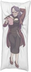 1girls big_breasts breast_play breasts dakimakura dakimakura_pillow dark_hair dress fear_and_hunger female laying_on_bed milf piggy rule_63 toy trortur_(fear_and_hunger)